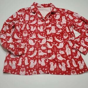 Wonder Shop Womens Sleepshirt Red White Seals Bunny Bear 100% Cotton L